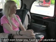 Hot blonde fucked in fake taxi on sunny day