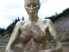 Golden paint muddy girl