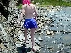 Non-Professional Daisy no pants upskirt flashing cum-hole in public