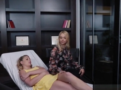 Blonde goes for help and ends up getting some tongue all over her pussy