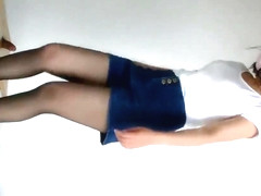 chinese footjob black pantyhose