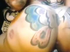 Big Butt Tattooed Ebony gets rammed by BBC