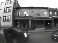 Chubby woman urinates on the public street