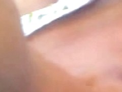 Downblouse russian mom in bus