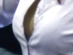 Sexy Asian babe lets a voyeur take a peek up her skirt