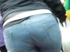 Geeky girl with big ass in tight jeans