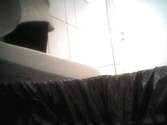 Cutie peeing before a public toilet spy cam