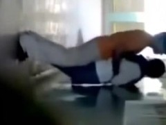 Medical Student Romance in College Corridor