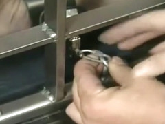 Bondage girl in cage