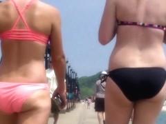 Candid Beach Bikini Ass Butt West Michigan Booty Pink