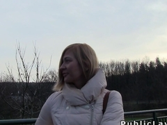 Czech student pays blonde for public sex