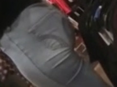 Candid College college girl shopping in tight jeans