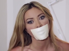 microfoam tape gag latex hood and gasmask for pretty nurse