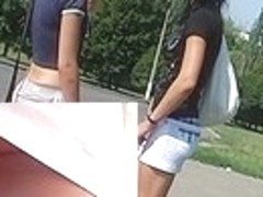 Elementary darksome undies upskirt