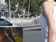 Hot yellow summer costume upskirt vid