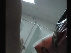 Hidden shower cam man shoots slim doll in distance