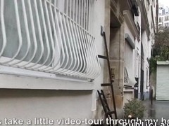 Busty French amateur flashing in public