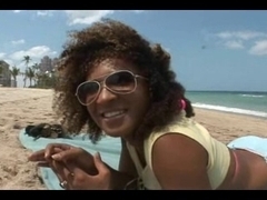 Gorgeous black teen picked up from public beach