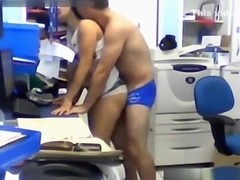 hiddenary fucks a colleague in the office on the job