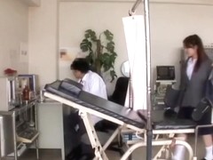 Asian gynecologist fingering hard the pussy of a patient