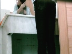 Gorgeous Asian cutie caught on toilet by a spy cam