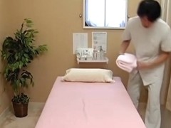 Perfect Japanese fucking her masseur in voyeur massage clip