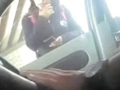 Man in the car frightened amateur with cock flashing