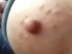 My sexy lady in my car flashing her love melons on my camera