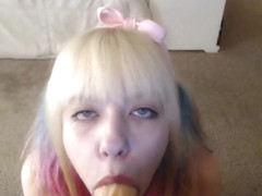 Daddys dumb dumb blonde slut blackmailed to suck dick