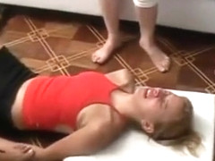 Lesbian Slavefirl Worships all Bare Feet at the Party