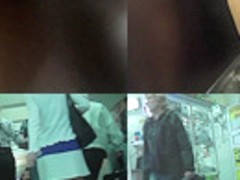 Mini skirt on the skinny ass in accidental upskirt