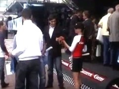 Super hot model with delicious ass gets ready to start the race