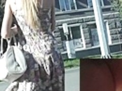 Cute blondie in a bus upskirt episode