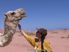 Pretty girl has sex on sandy beach