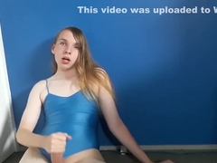 Jerking off in my blue leotard