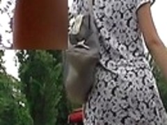 Alluring outdoor upskirt movie scene