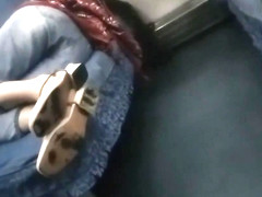 Chinese beauty sleeping on the train