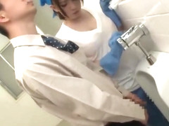 Japanese Cleaning Slut get fucked on the toilet restroom