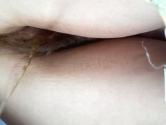 Hot video with hairy pussy pissing in the toilet