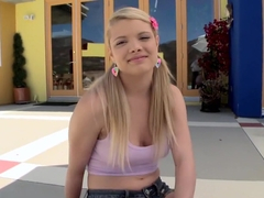 Fresh blonde teen Stella showing pussy