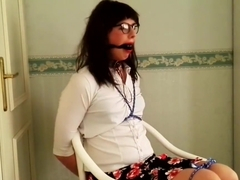 Teen Ballgagged and Chair tied