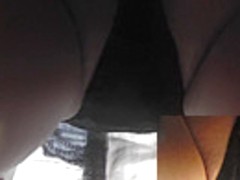 Black panties, Jeans skirt in the amateur upskirt movie