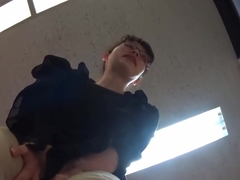 Asian babe pisses pants