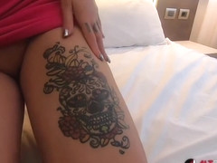 Tattooed bombshell Adel Asanti sucking a big dick