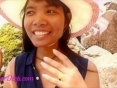 Heather Deep publicly fucked and goes cumdiving deepthroat and gets a creamthroat outdoors