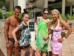 Wild vacation sex in Turkey: Day 2 - Amateur holiday sex with one chick and three guys