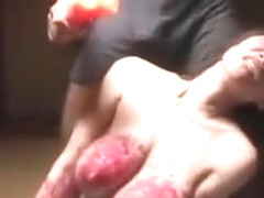 Busty Asian Slave Gets Her Tits And Pussy Drenched In Hot C