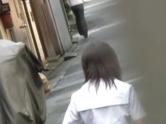 Asian teen has her panties down during street sharking.