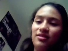 Petite Mexican hottie lets me in between her legs finally